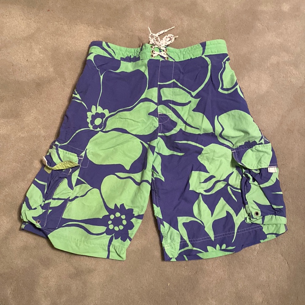 Lands’ End Boys Swim Trunks | Color: Blue & Green | Size: L 14-16